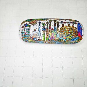 Mosaic Style Eyeglass Hard Case with Snap Shut Feature Depict Iconic Barcelona